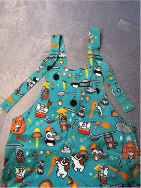 RUN AND FLY X Innabox Spoonies Print Stretch Twill Cotton Dungarees M